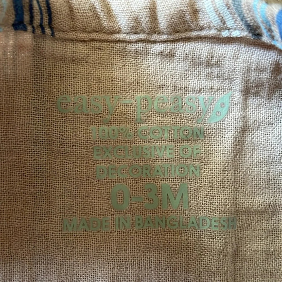 Easy Peasy Beige and Blue Striped Romper Size 0-3 Months 100% Cotton - Picture 4 of 4